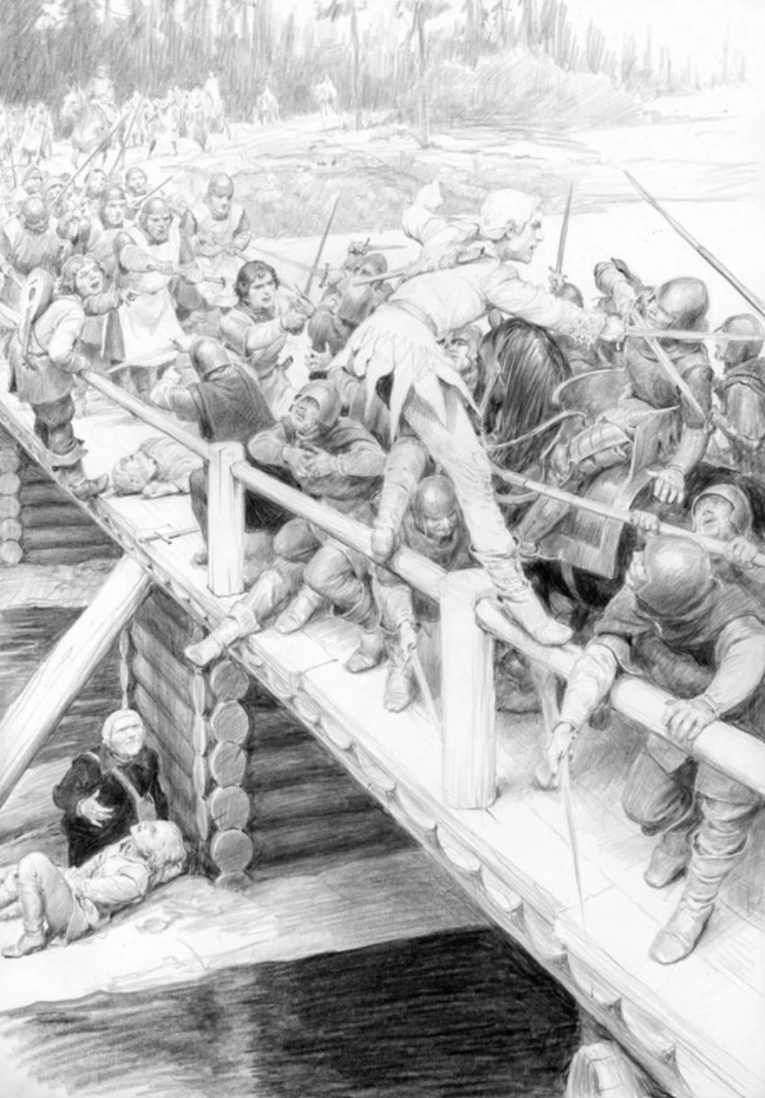 Битва за мост на Яруге, иллюстрация Дениса Гордеева