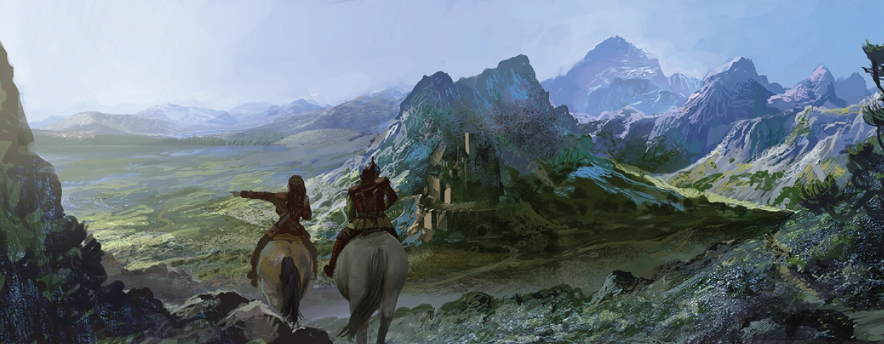 Синие горы в долине Каэр Морхена, коцепт-арт к игре 