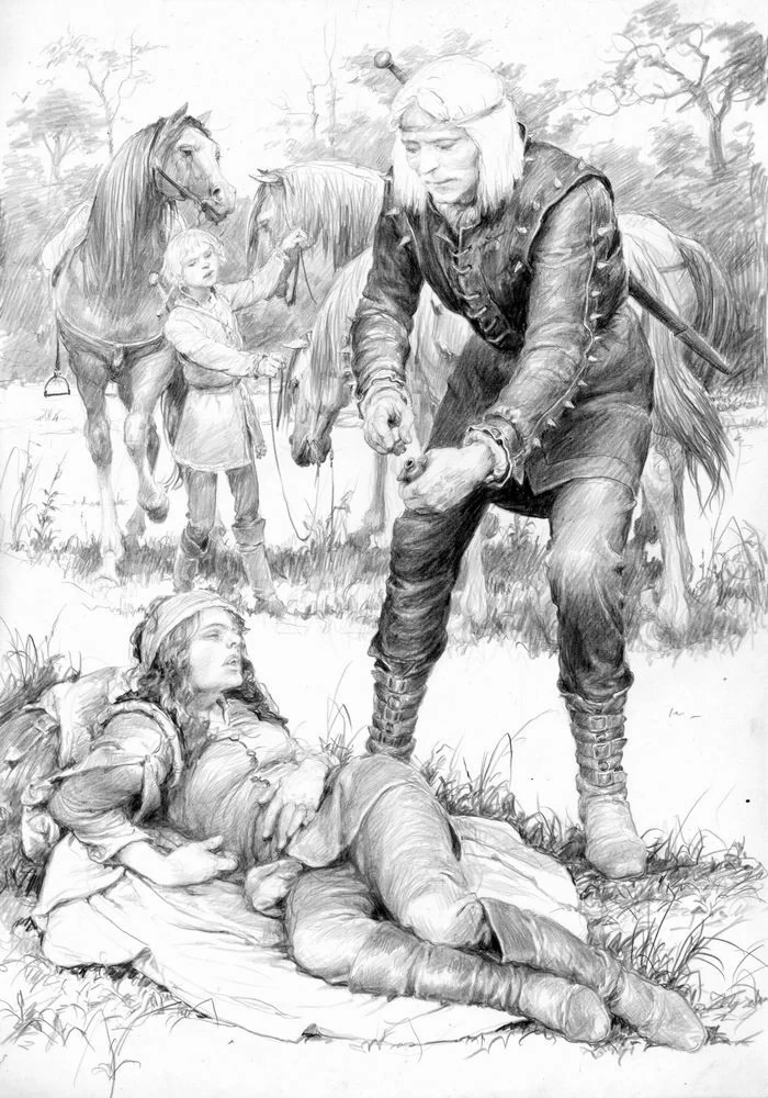 Геральт и Трисс в дороге, иллюстрация Дениса Гордеева