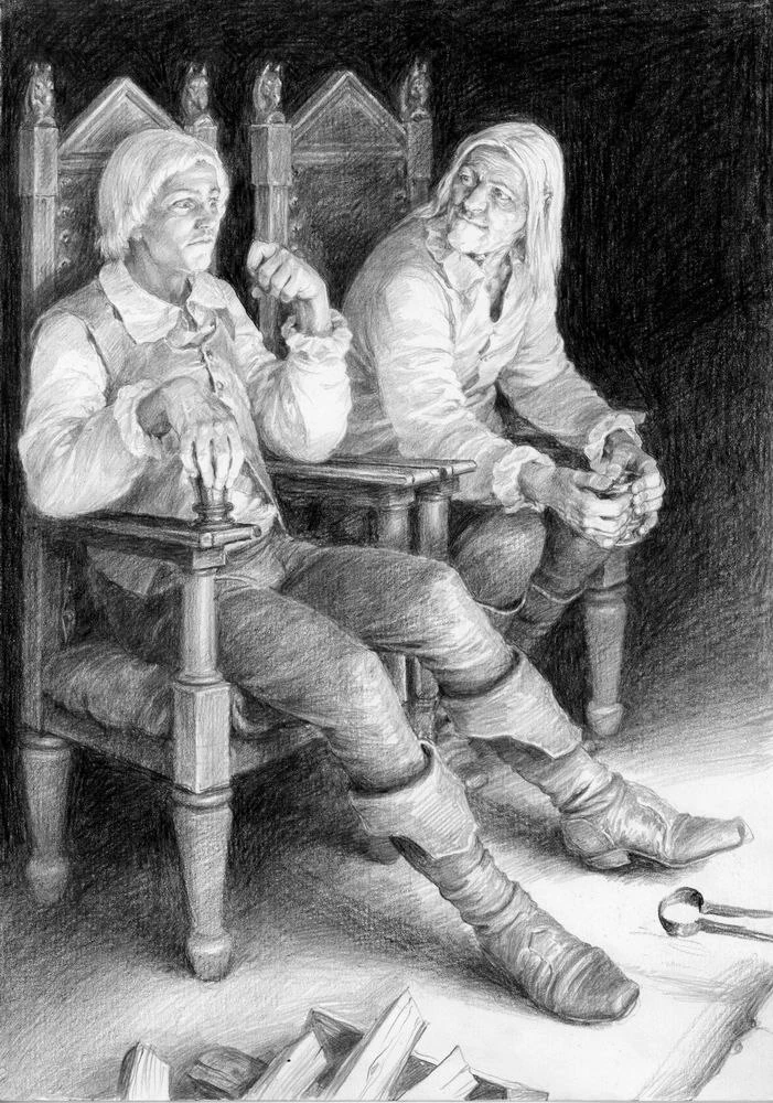 Геральт и Хольт в Рокаморе, иллюстрация Дениса Гордеева