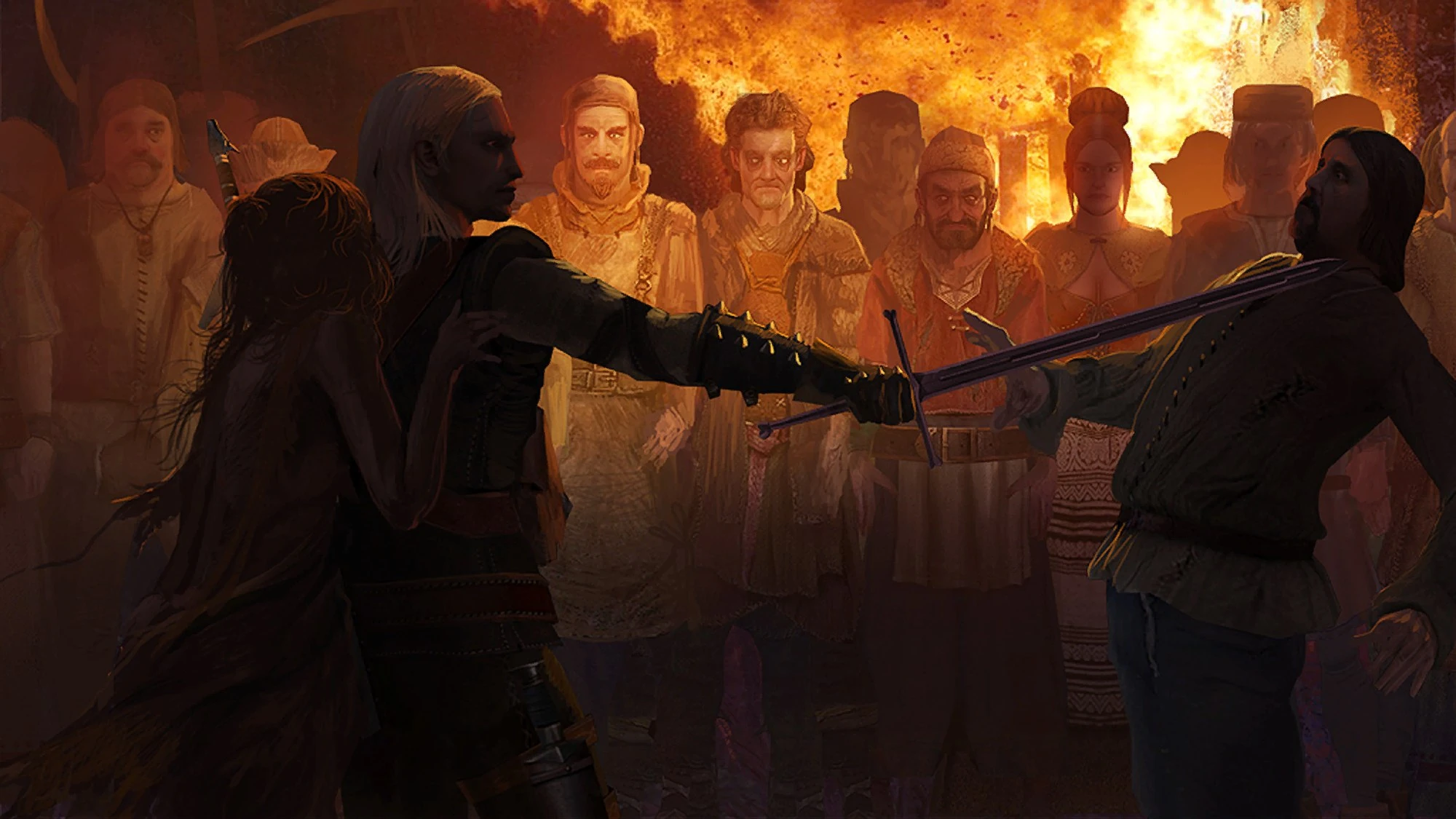 Геральт спасает Абигайл от разъярённых крестьян