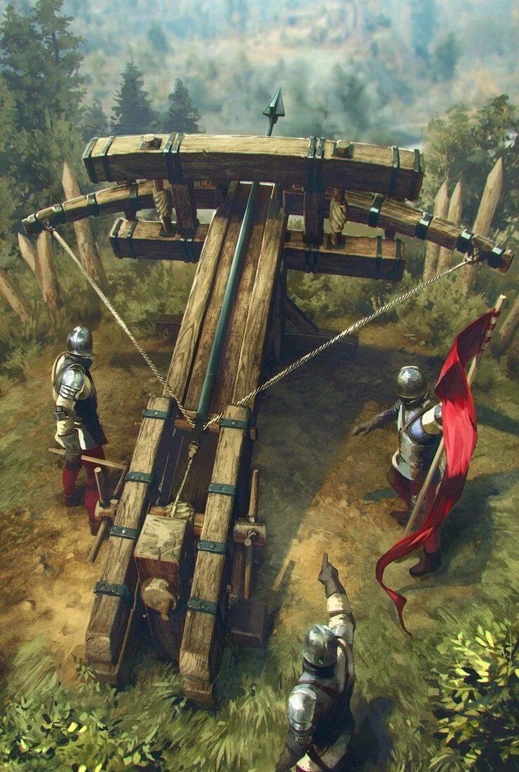 Солдаты наводят баллисту