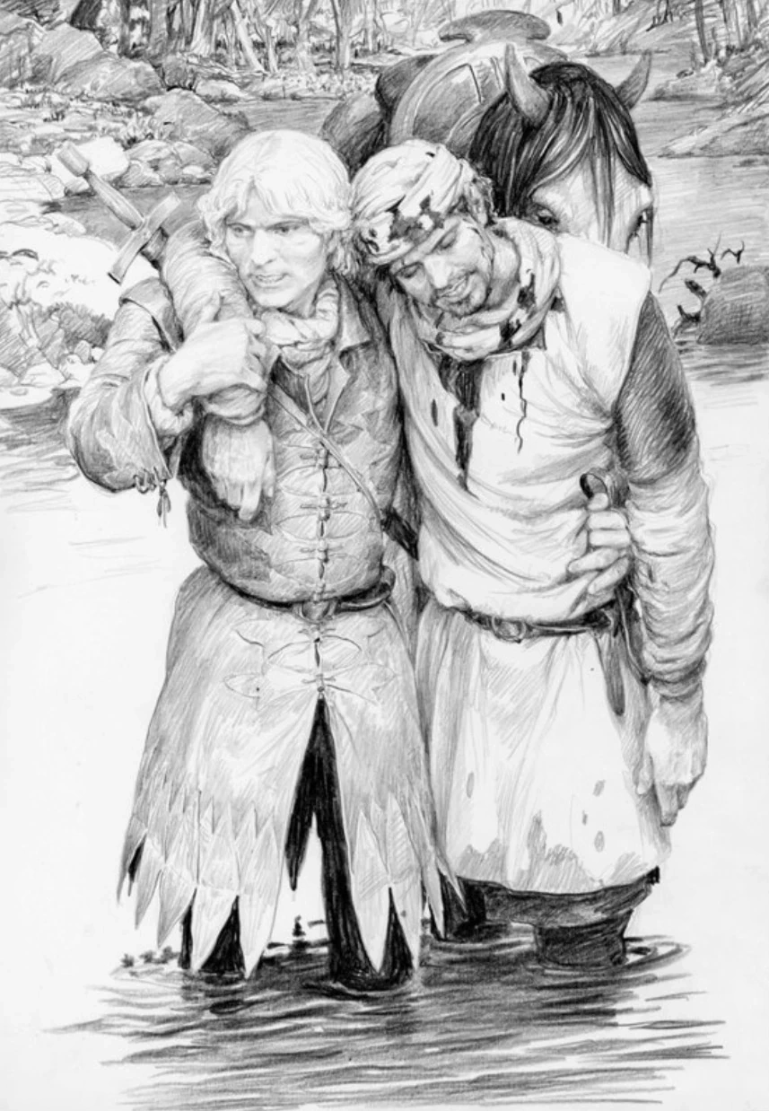 Кагыр и Геральт, иллюстрация Дениса Гордеева