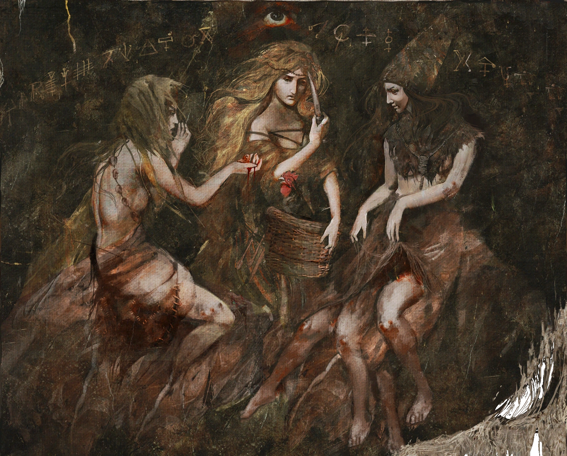 Изображение ведьм на гобелене