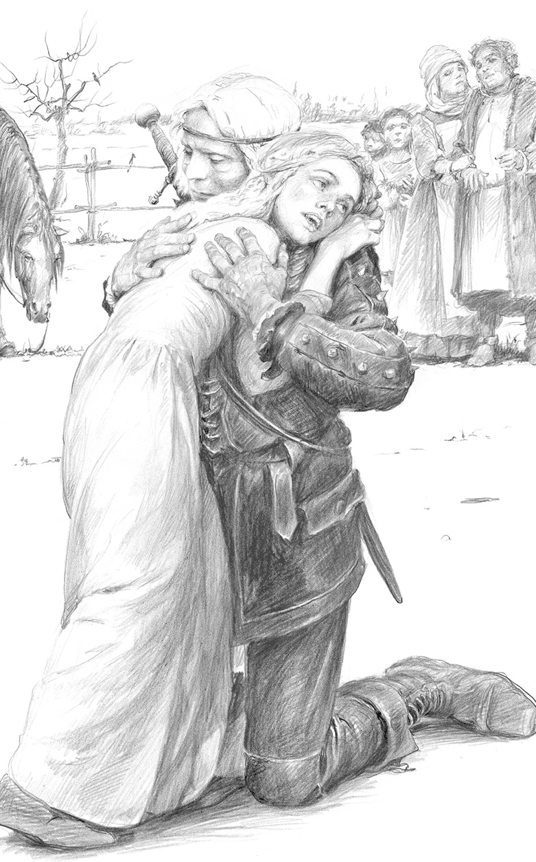 Встреча Геральта и Цири, иллюстрация Дениса Гордеева