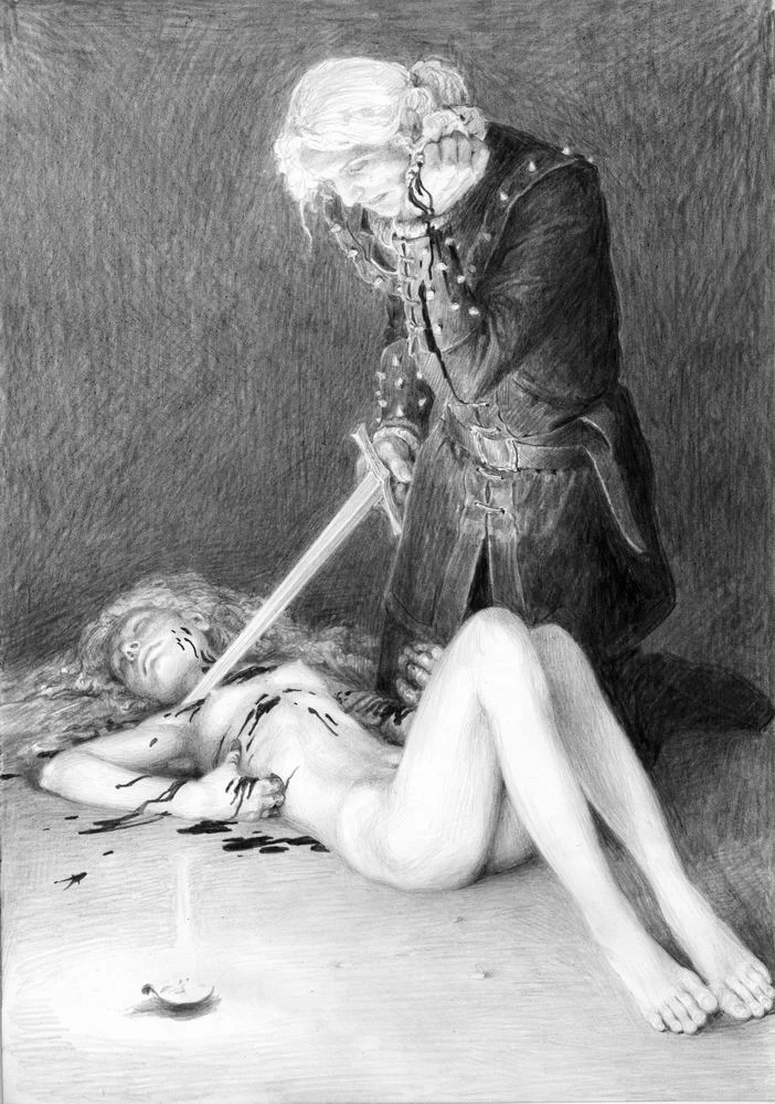 Геральт расколдовывает Адду, илюстрация Дениса Гордеева