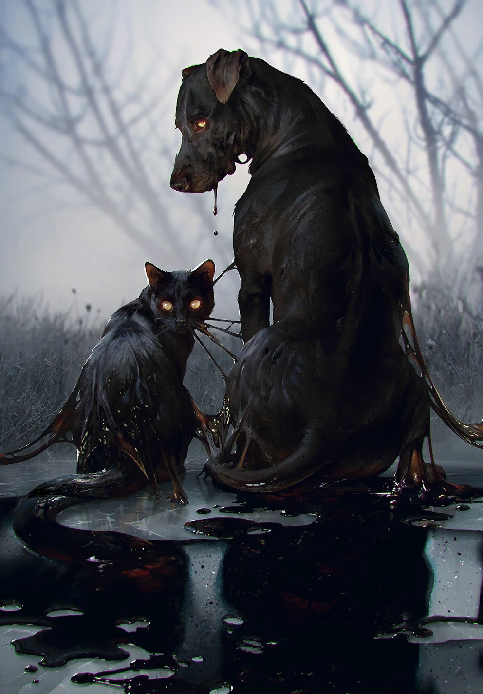 Черный кот и пес гвинт