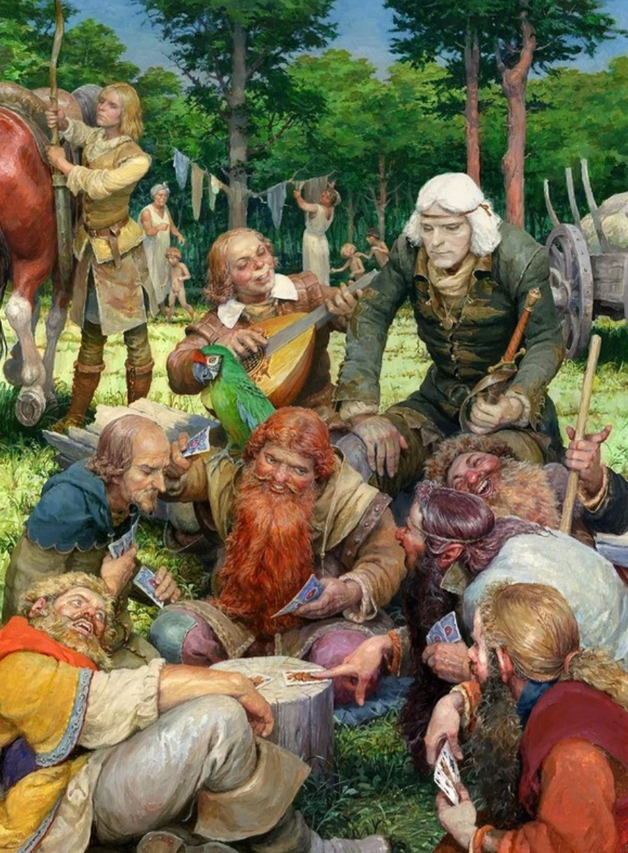 Геральт и краснолюды, иллюстрация Дениса Гордеева